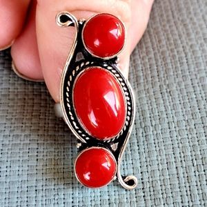 New Coral 925 Silver Ring.